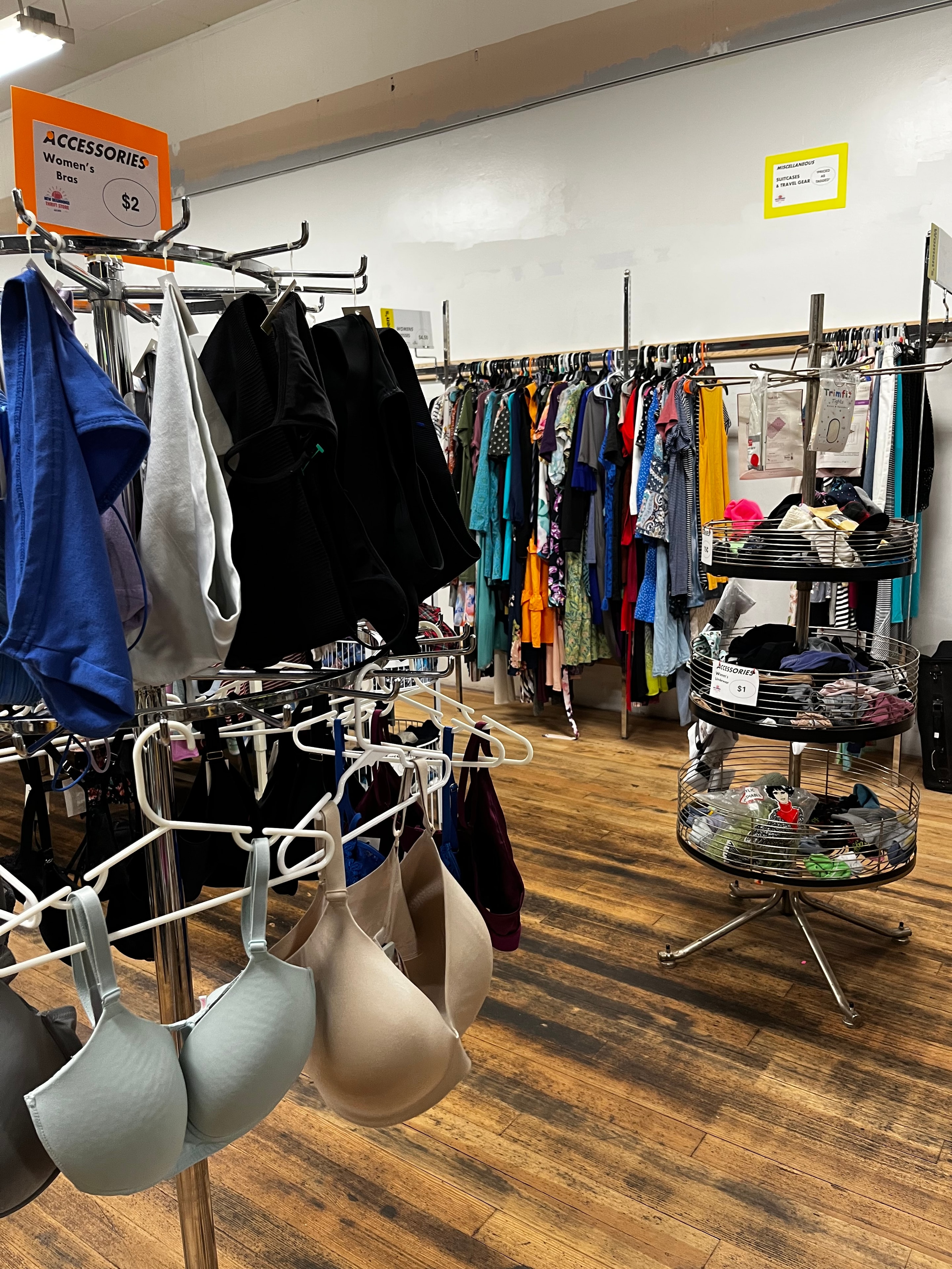 First floor womens accessories and clothing racks